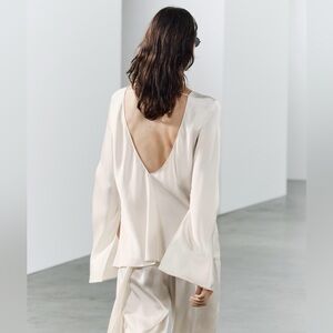 Open Back Satin Effect Top